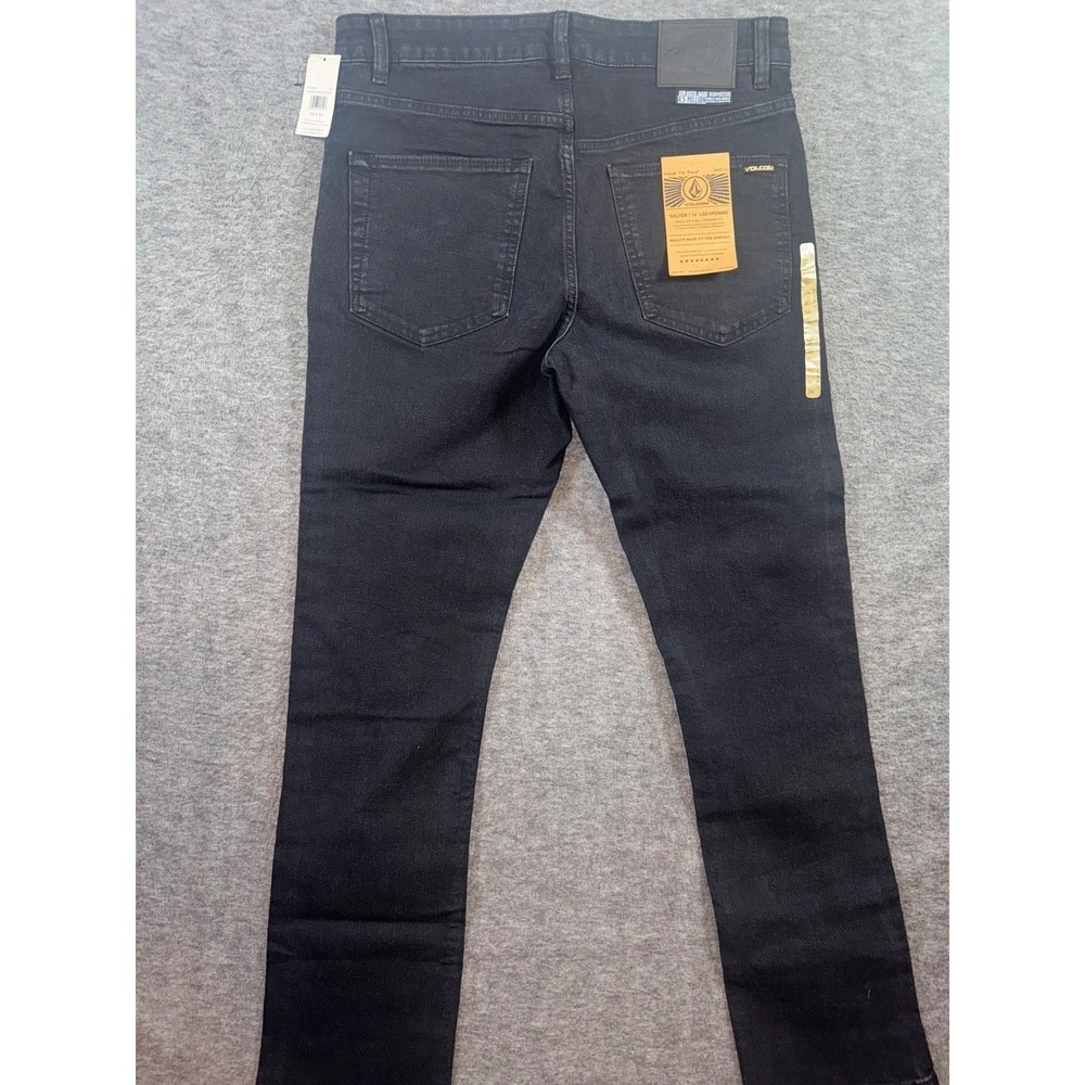 Volcom Mens Solver Modern Straight Stretch Denim Black Jeans Dark Wash 34x32 NEW - Picture 8 of 9